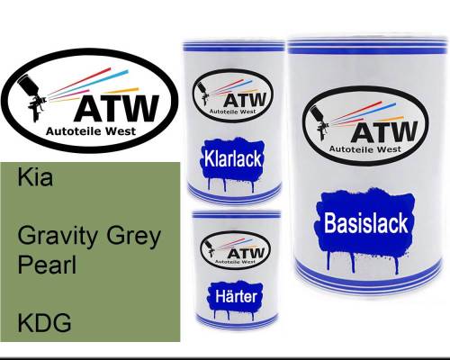 Kia, Gravity Grey Pearl, KDG: 500ml Lackdose + 500ml Klarlack + 250ml Härter - Set, von ATW Autoteile West.